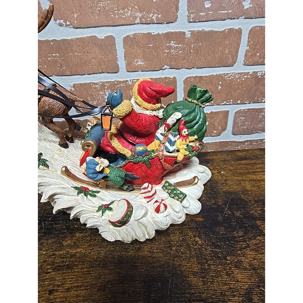 Vtg Santa‎ On His Sleigh Reindeer Holiday Style Figurine 12